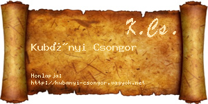 Kubányi Csongor névjegykártya
